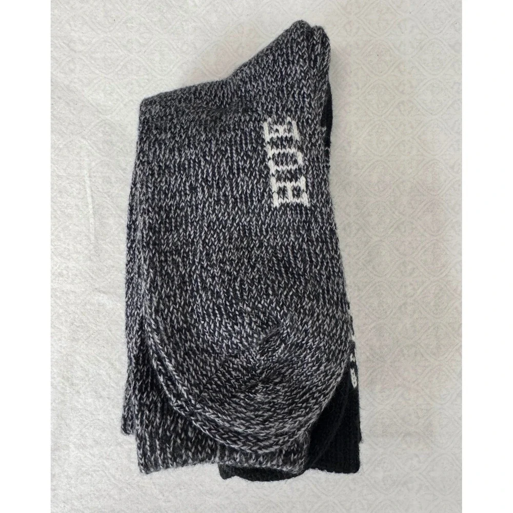 Hue Womens 2-Pack Heavy Weight Boot Socks Black Fair Isle Marled Grey‎ New